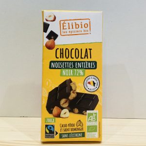 Chocolat noir 72% noisettes entières - BIO - 200g